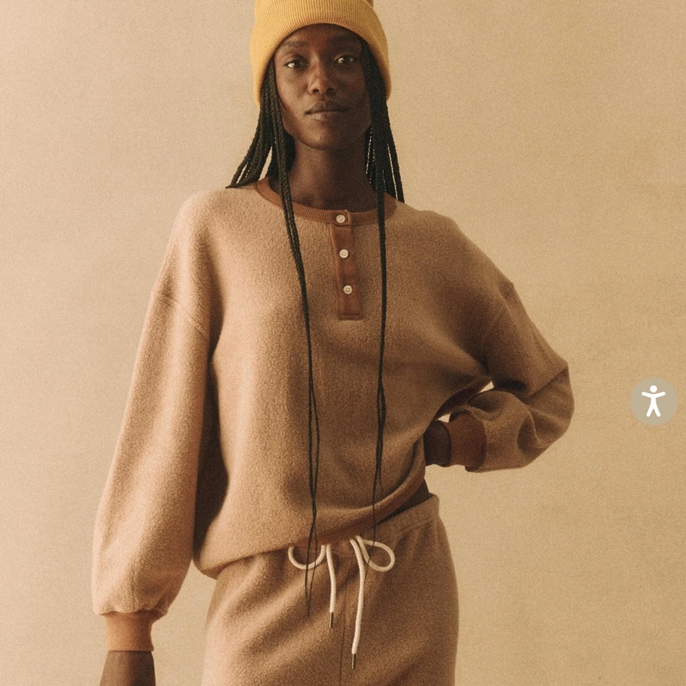 NWT The Great The Fleece Henley Sweatshirt size 2